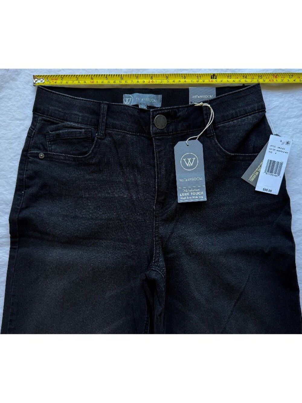 WIT & WISDOM NWT SAM HIGH RISE WASHED BLACK WIDE LEG JEAN. SIZE 6 - Picture 9 of 15